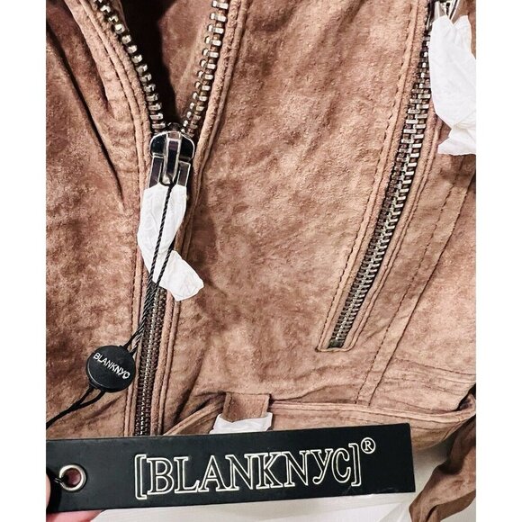 BLANK NYC Moto Jacket Suede Leather Light Brown Coffee Bean NEW W/ Tags Size S - Picture 10 of 12